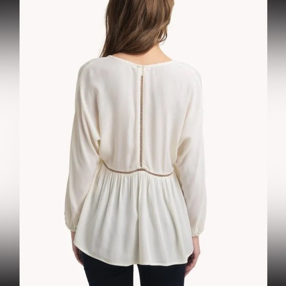 $148 NWT 7 for all mankind Sz M  KATELLA 3/4 SLEEVE V-NECK SLIP-ON BLOUSE - Picture 3 of 7
